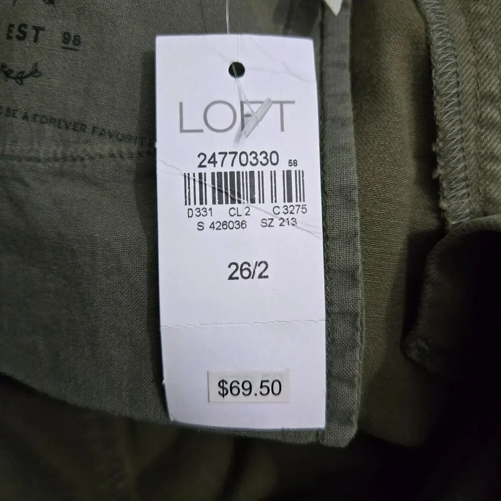 LOFT Women 26/2 Green Low Rise Modern Skinny Crop Raw Hem Jeans - Picture 8 of 16